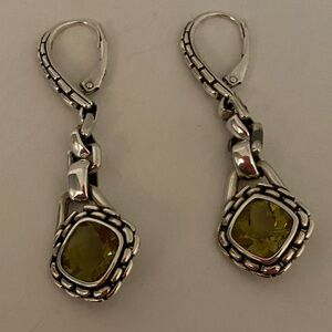 John Hardy,Elegant Silver and Yellow Gemstone Earrings